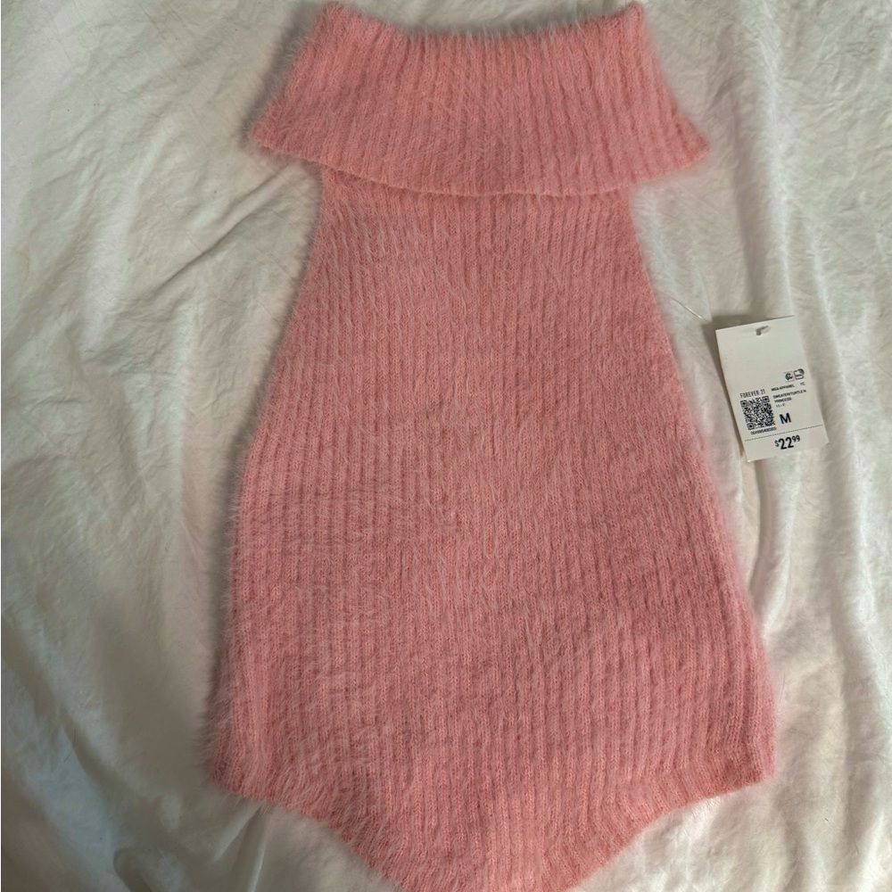 Pink Fuzzy Halter Crop Top